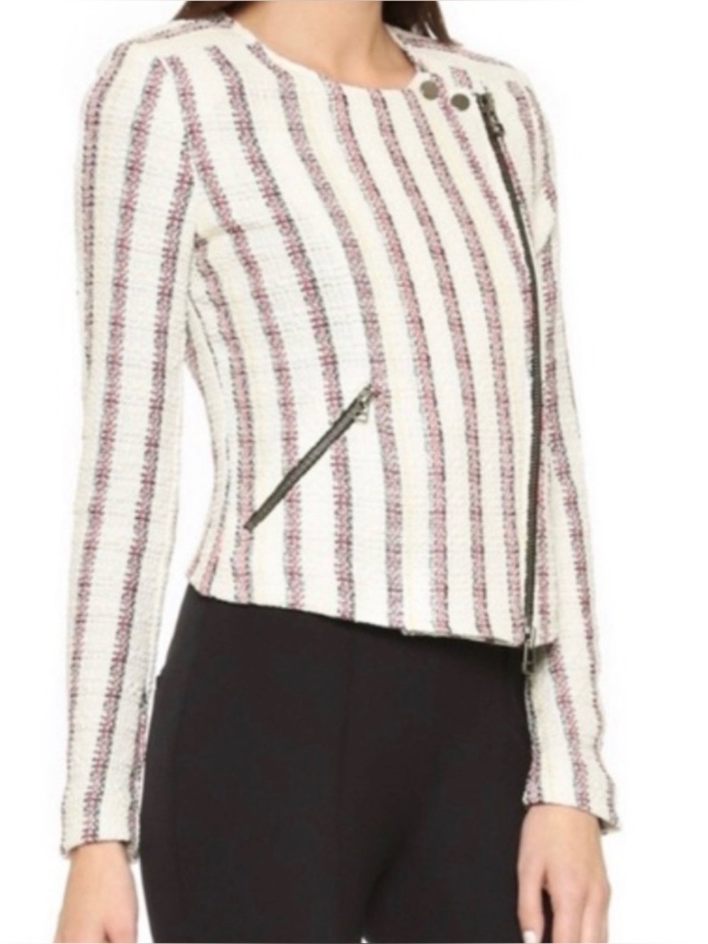 Veronica Beard Stripe Tweed Moto Jacket size 0
